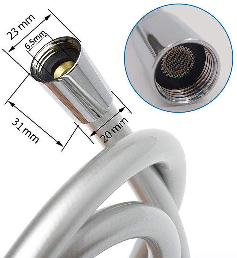 PVC High Pressure Silver & Black Smooth Shower Hose For Bath Handheld Head Flexible 360° rotation