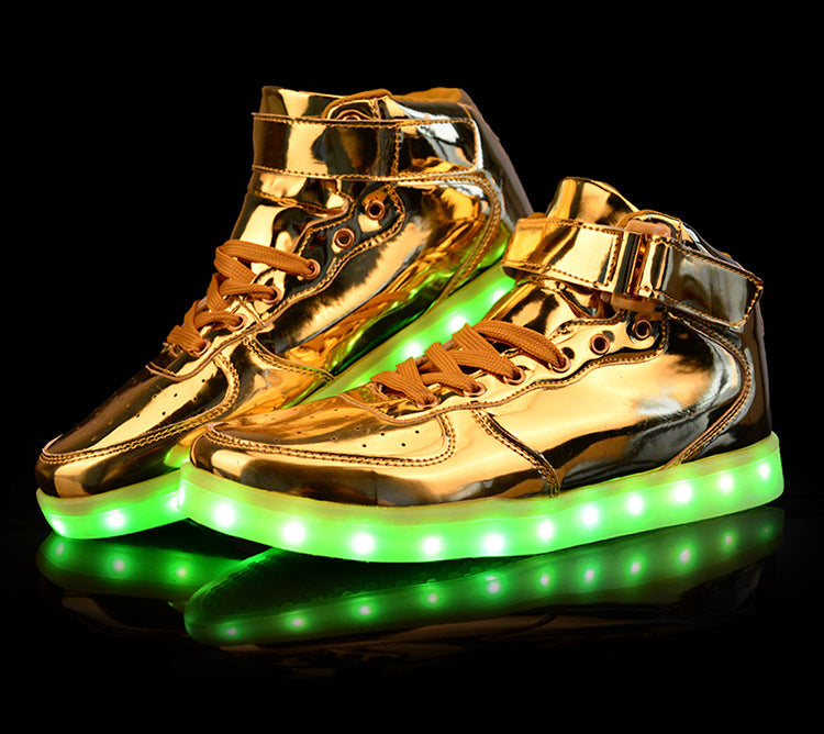 High quality Men LED shoes autumn winter glowing shoes for adults silver/gold fashion Lover casual shoes dropshipping