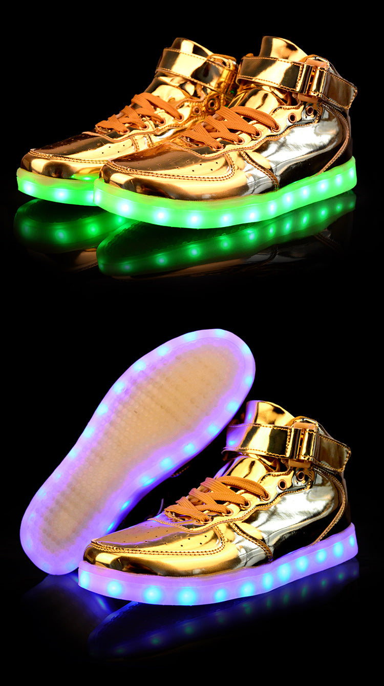 High quality Men LED shoes autumn winter glowing shoes for adults silver/gold fashion Lover casual shoes dropshipping
