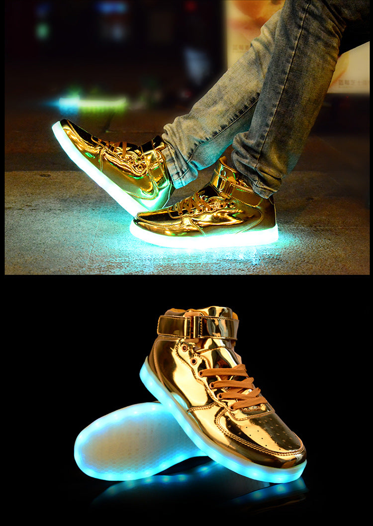High quality Men LED shoes autumn winter glowing shoes for adults silver/gold fashion Lover casual shoes dropshipping