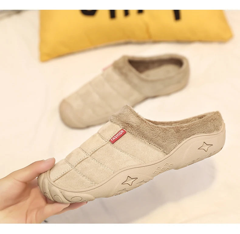New Men Slippers Winter Bottom Soft Home Shoe Cotton Thick Slippers Indoor Slip-On Slides Comfortable Shoe Slippers Plus Size