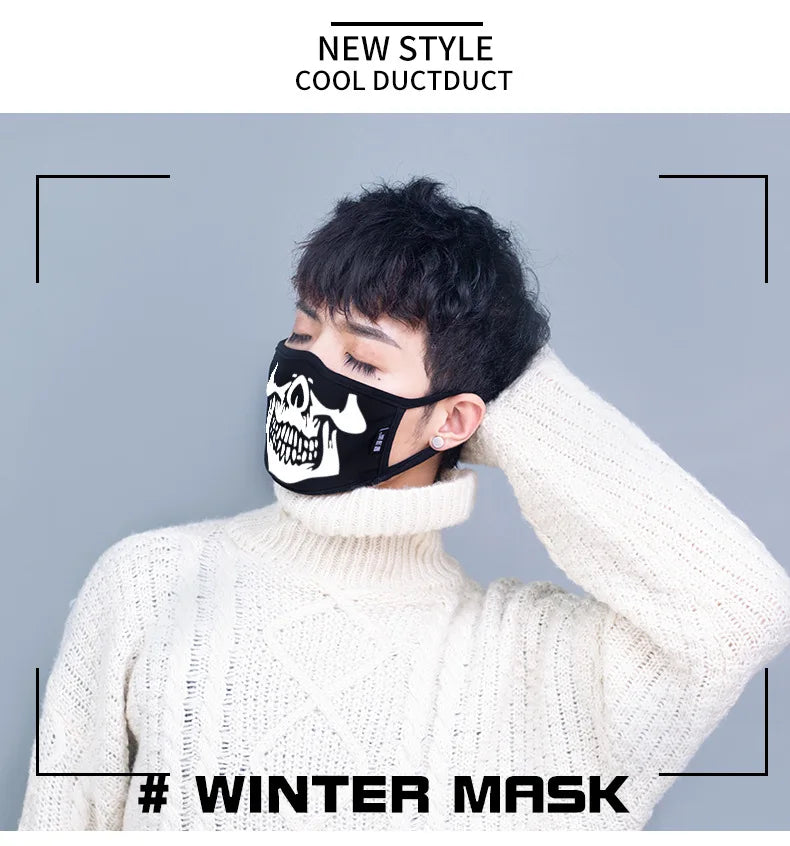 Luminous Funny Smile Expression Cotton Anti Dust Mouth Face Mask For Mouth Black Kpop Unisex Face Mouth Muffle Mask Fashion New