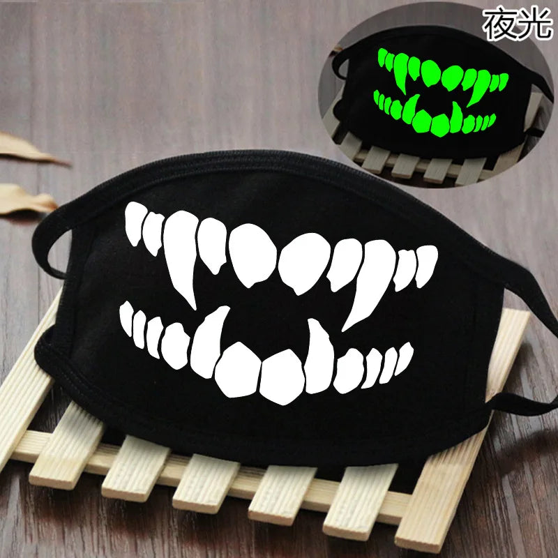 Luminous Funny Smile Expression Cotton Anti Dust Mouth Face Mask For Mouth Black Kpop Unisex Face Mouth Muffle Mask Fashion New