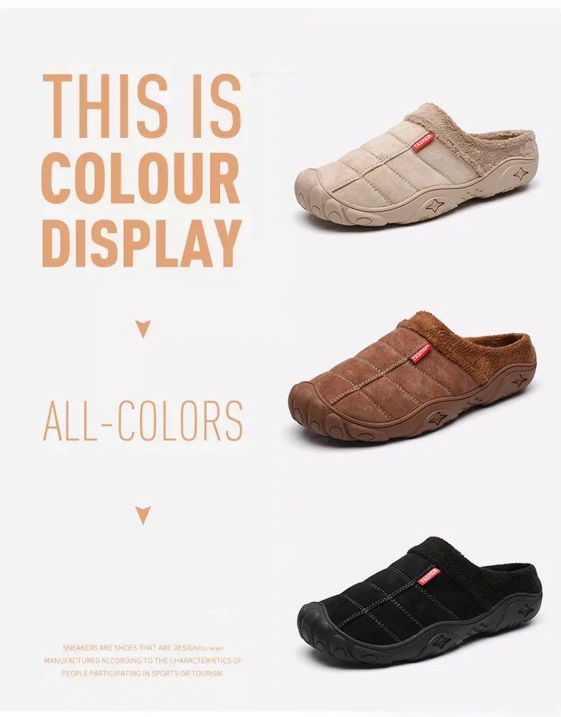 New Men Slippers Winter Bottom Soft Home Shoe Cotton Thick Slippers Indoor Slip-On Slides Comfortable Shoe Slippers Plus Size