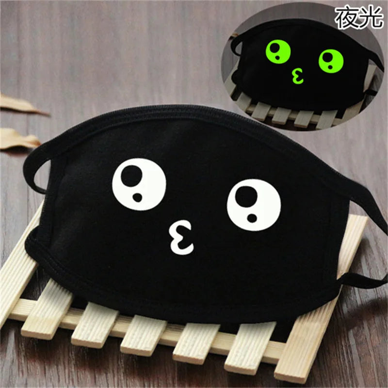 Luminous Funny Smile Expression Cotton Anti Dust Mouth Face Mask For Mouth Black Kpop Unisex Face Mouth Muffle Mask Fashion New