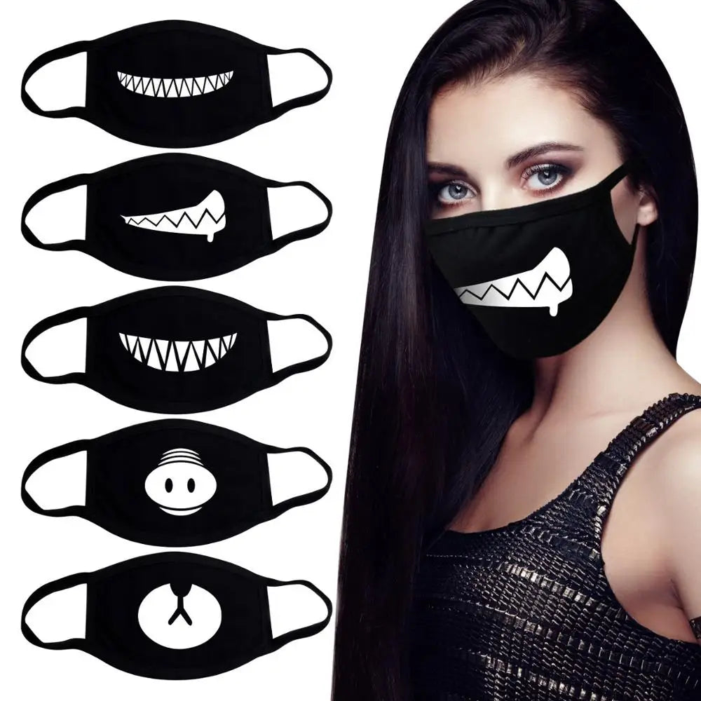 Luminous Funny Smile Expression Cotton Anti Dust Mouth Face Mask For Mouth Black Kpop Unisex Face Mouth Muffle Mask Fashion New