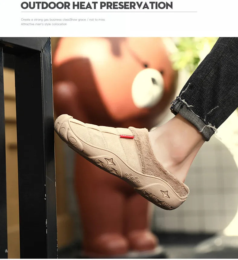 New Men Slippers Winter Bottom Soft Home Shoe Cotton Thick Slippers Indoor Slip-On Slides Comfortable Shoe Slippers Plus Size