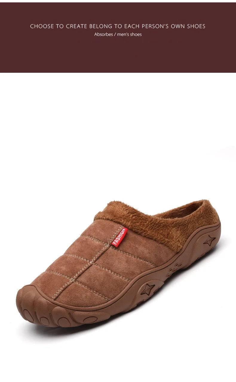 New Men Slippers Winter Bottom Soft Home Shoe Cotton Thick Slippers Indoor Slip-On Slides Comfortable Shoe Slippers Plus Size
