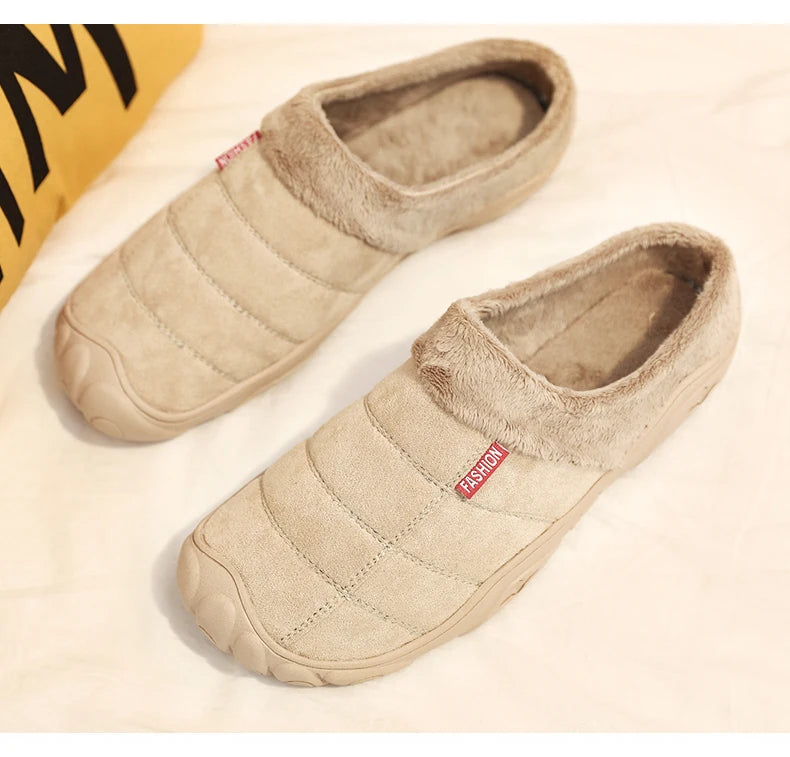New Men Slippers Winter Bottom Soft Home Shoe Cotton Thick Slippers Indoor Slip-On Slides Comfortable Shoe Slippers Plus Size