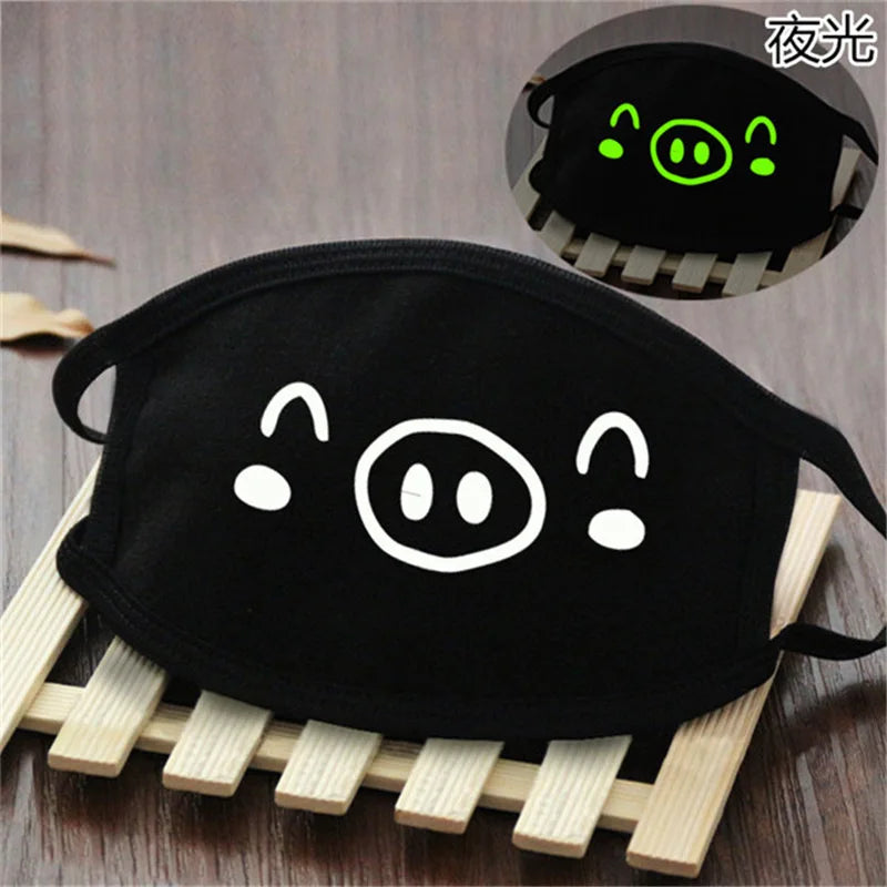 Luminous Funny Smile Expression Cotton Anti Dust Mouth Face Mask For Mouth Black Kpop Unisex Face Mouth Muffle Mask Fashion New