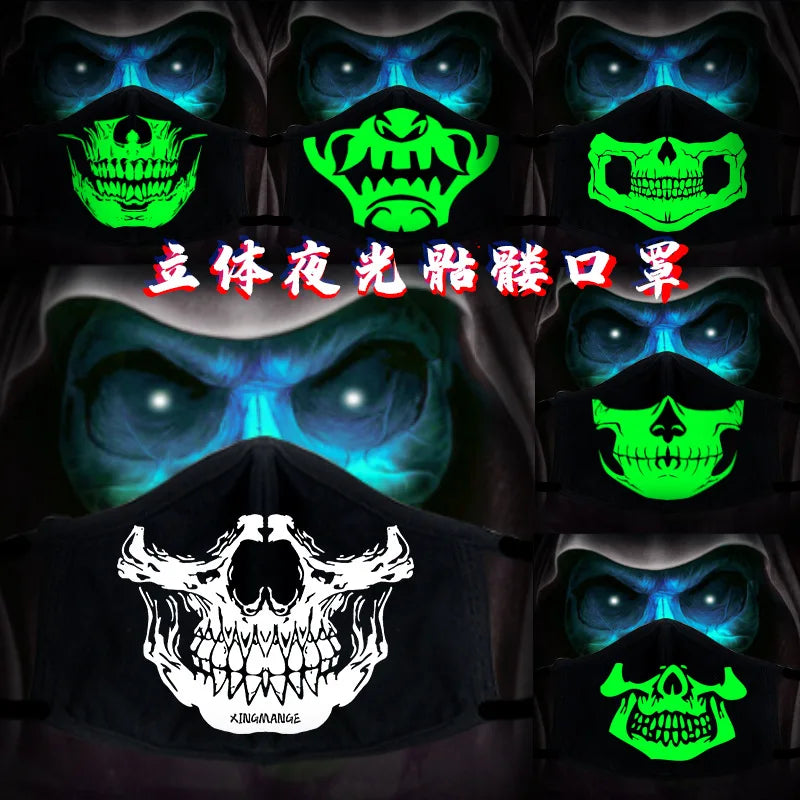 Luminous Funny Smile Expression Cotton Anti Dust Mouth Face Mask For Mouth Black Kpop Unisex Face Mouth Muffle Mask Fashion New