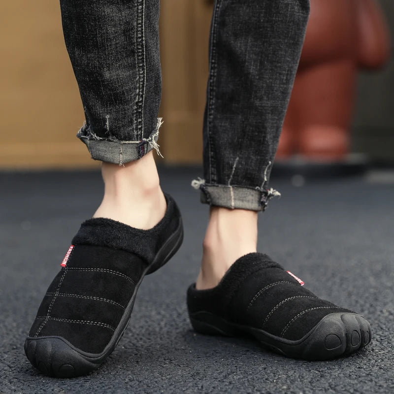 New Men Slippers Winter Bottom Soft Home Shoe Cotton Thick Slippers Indoor Slip-On Slides Comfortable Shoe Slippers Plus Size
