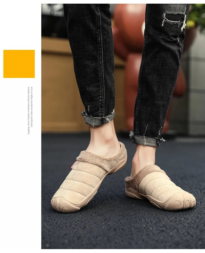 New Men Slippers Winter Bottom Soft Home Shoe Cotton Thick Slippers Indoor Slip-On Slides Comfortable Shoe Slippers Plus Size
