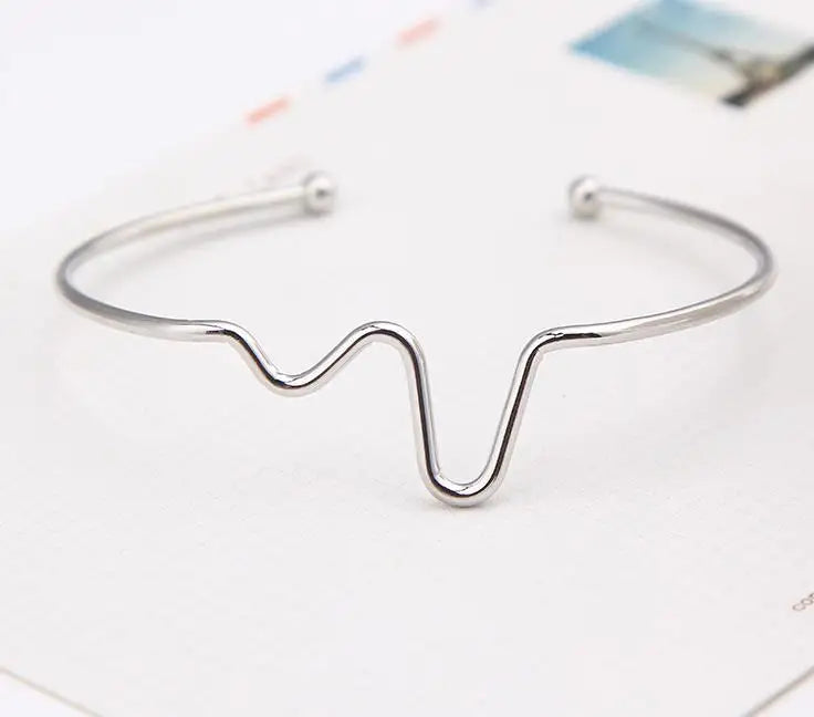 2018 New Fashion Simple Personality Bileklik Ecg Figure Lightning Bracelet Couple Heartbeat Frequency Bracelet Pulseras Mujer