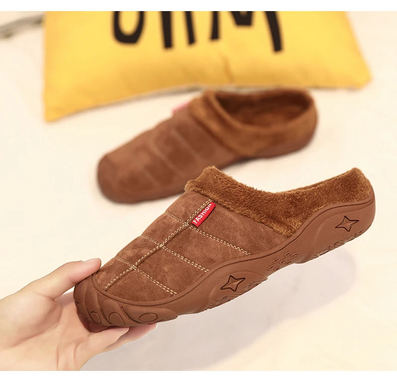 New Men Slippers Winter Bottom Soft Home Shoe Cotton Thick Slippers Indoor Slip-On Slides Comfortable Shoe Slippers Plus Size