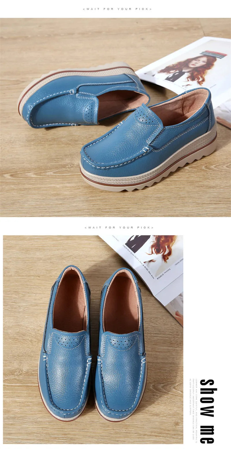 TIMETANG Autumn women flat shoes woman platform sneakers moccasins shoes woman creepers without lace genuine leather shoe ladies