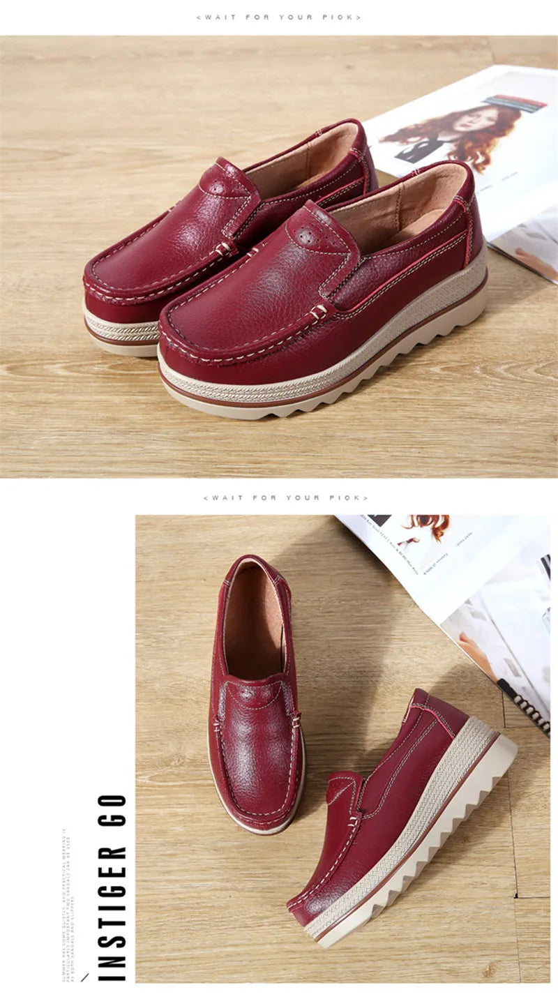 TIMETANG Autumn women flat shoes woman platform sneakers moccasins shoes woman creepers without lace genuine leather shoe ladies