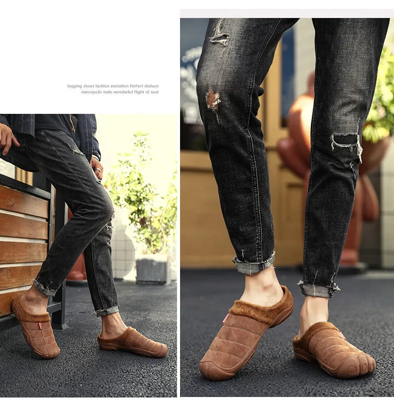 New Men Slippers Winter Bottom Soft Home Shoe Cotton Thick Slippers Indoor Slip-On Slides Comfortable Shoe Slippers Plus Size