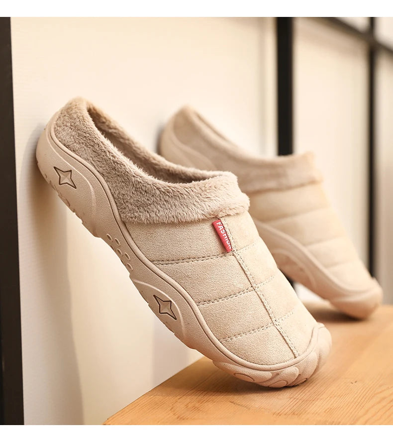 New Men Slippers Winter Bottom Soft Home Shoe Cotton Thick Slippers Indoor Slip-On Slides Comfortable Shoe Slippers Plus Size
