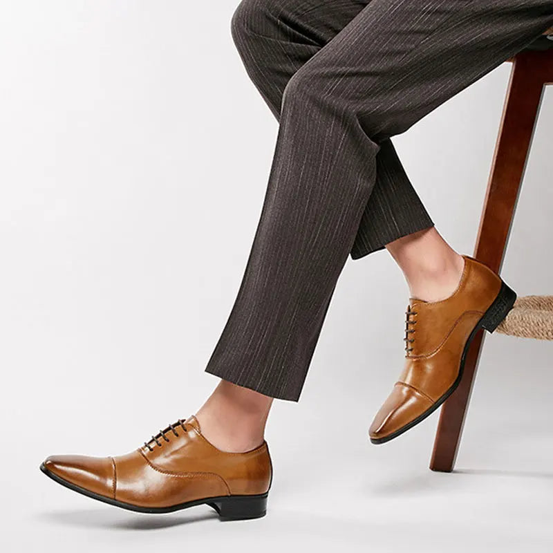 2024 Business New Fashion Men Dress Shoes Leather Men Wedding Oxford Shoes Lace-Up Office Suit Men's Casual Shoes Luxury Formal