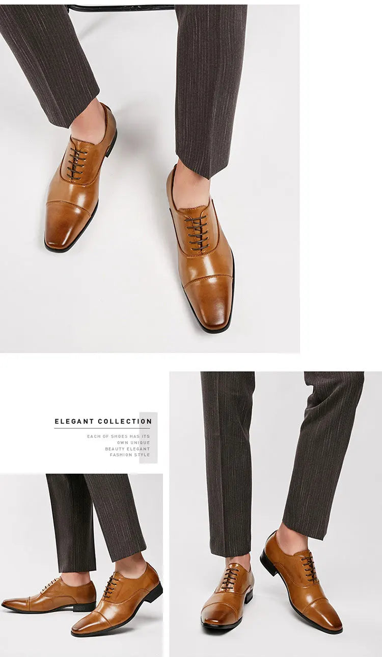2024 Business New Fashion Men Dress Shoes Leather Men Wedding Oxford Shoes Lace-Up Office Suit Men's Casual Shoes Luxury Formal