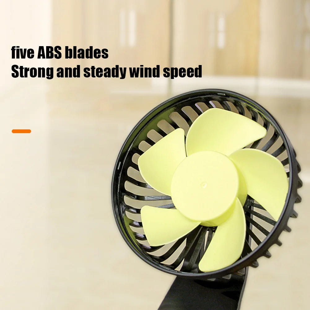 USB Powered Car Fan Multi-Angle Rotatable Dual Head 3-Speed Dashboard ABS Three Speeds Summer Cooling Fan Accessories