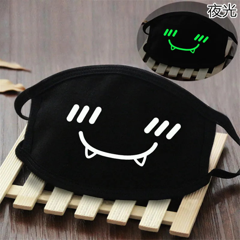 Luminous Funny Smile Expression Cotton Anti Dust Mouth Face Mask For Mouth Black Kpop Unisex Face Mouth Muffle Mask Fashion New
