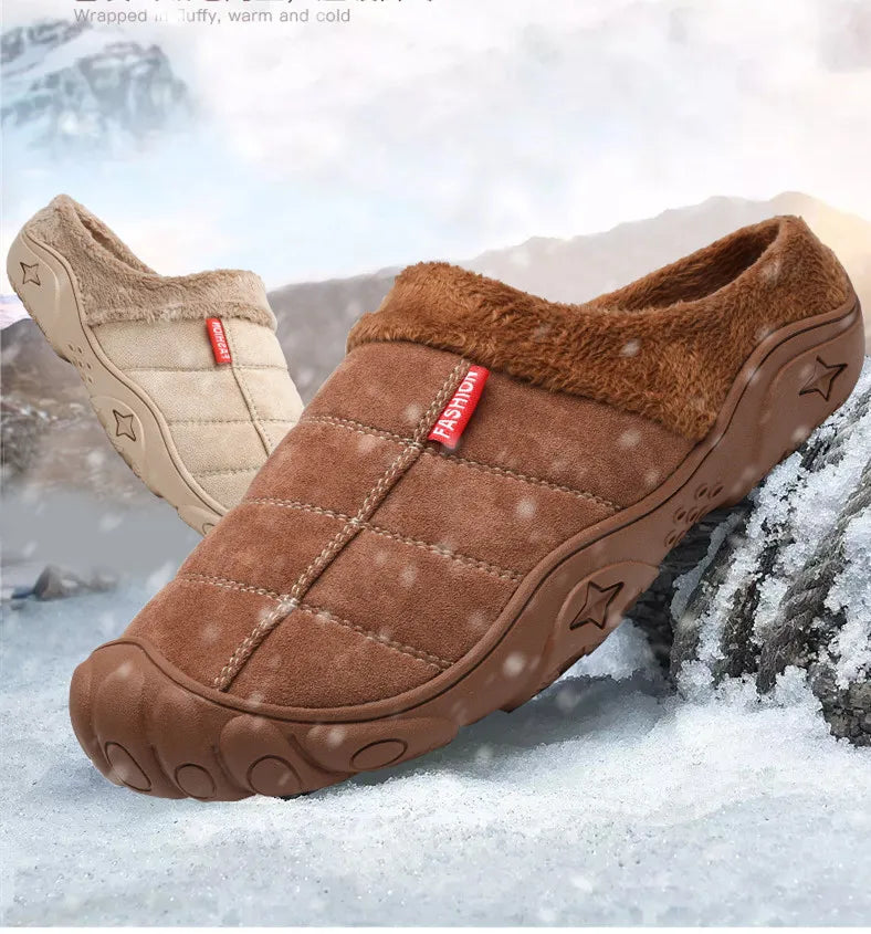 New Men Slippers Winter Bottom Soft Home Shoe Cotton Thick Slippers Indoor Slip-On Slides Comfortable Shoe Slippers Plus Size