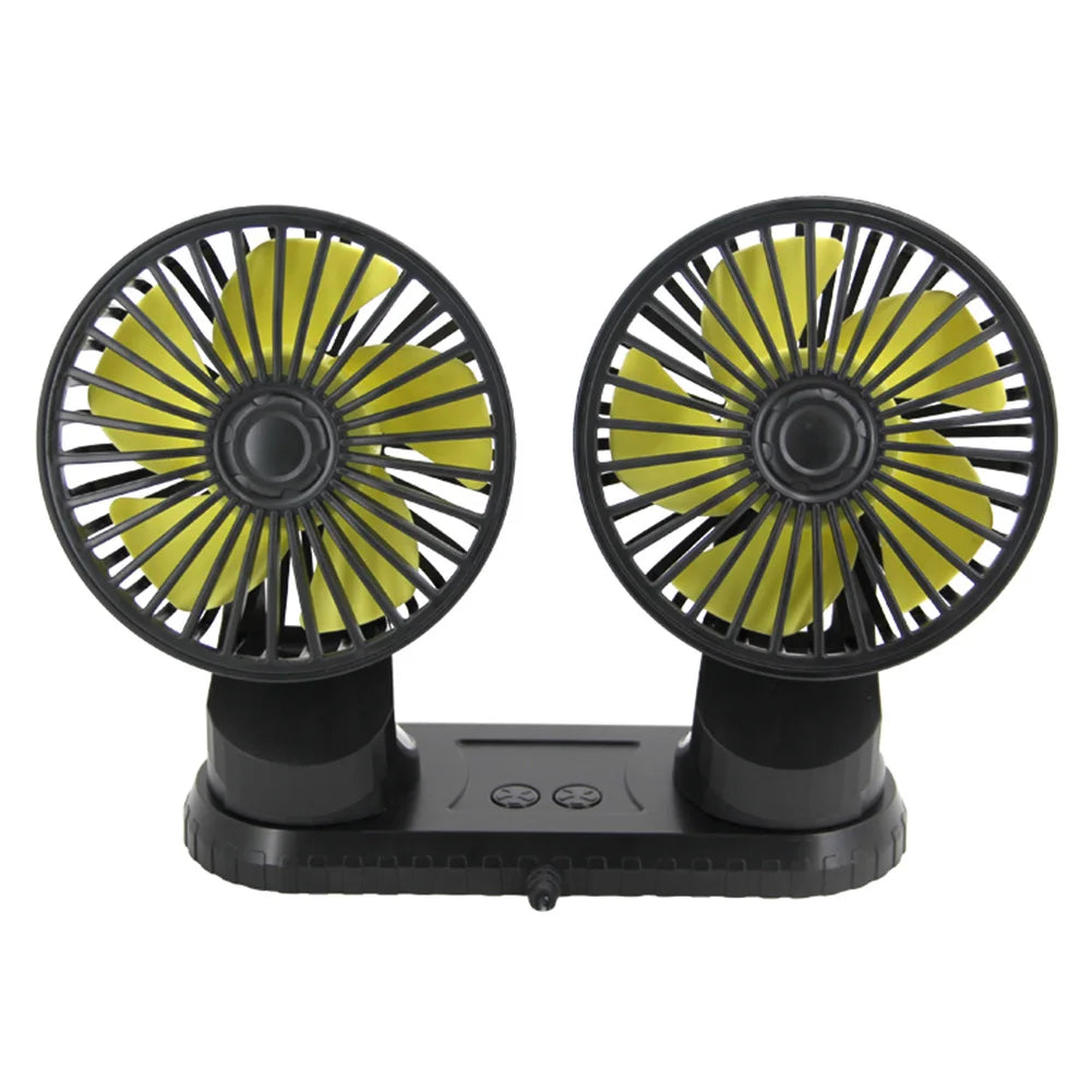 USB Powered Car Fan Multi-Angle Rotatable Dual Head 3-Speed Dashboard ABS Three Speeds Summer Cooling Fan Accessories