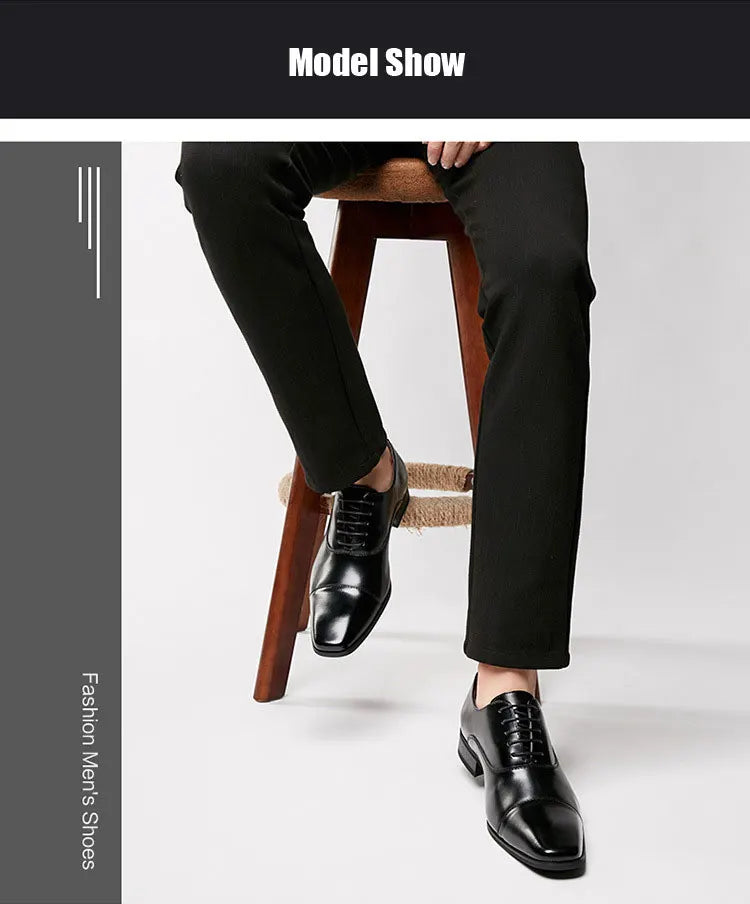 2024 Business New Fashion Men Dress Shoes Leather Men Wedding Oxford Shoes Lace-Up Office Suit Men's Casual Shoes Luxury Formal