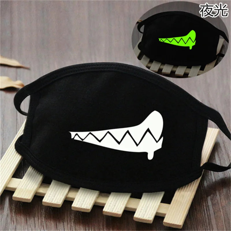 Luminous Funny Smile Expression Cotton Anti Dust Mouth Face Mask For Mouth Black Kpop Unisex Face Mouth Muffle Mask Fashion New