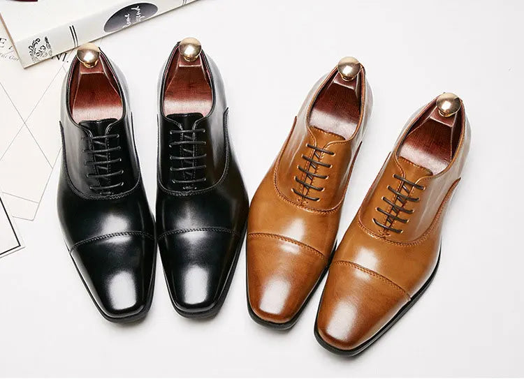 2024 Business New Fashion Men Dress Shoes Leather Men Wedding Oxford Shoes Lace-Up Office Suit Men's Casual Shoes Luxury Formal