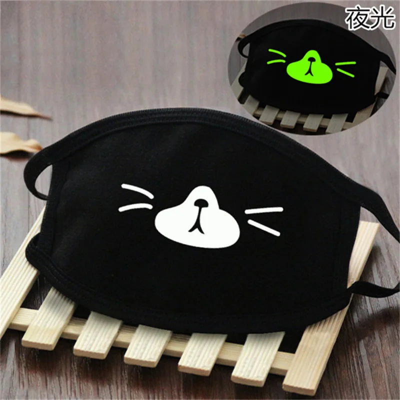 Luminous Funny Smile Expression Cotton Anti Dust Mouth Face Mask For Mouth Black Kpop Unisex Face Mouth Muffle Mask Fashion New