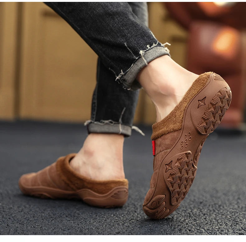 New Men Slippers Winter Bottom Soft Home Shoe Cotton Thick Slippers Indoor Slip-On Slides Comfortable Shoe Slippers Plus Size