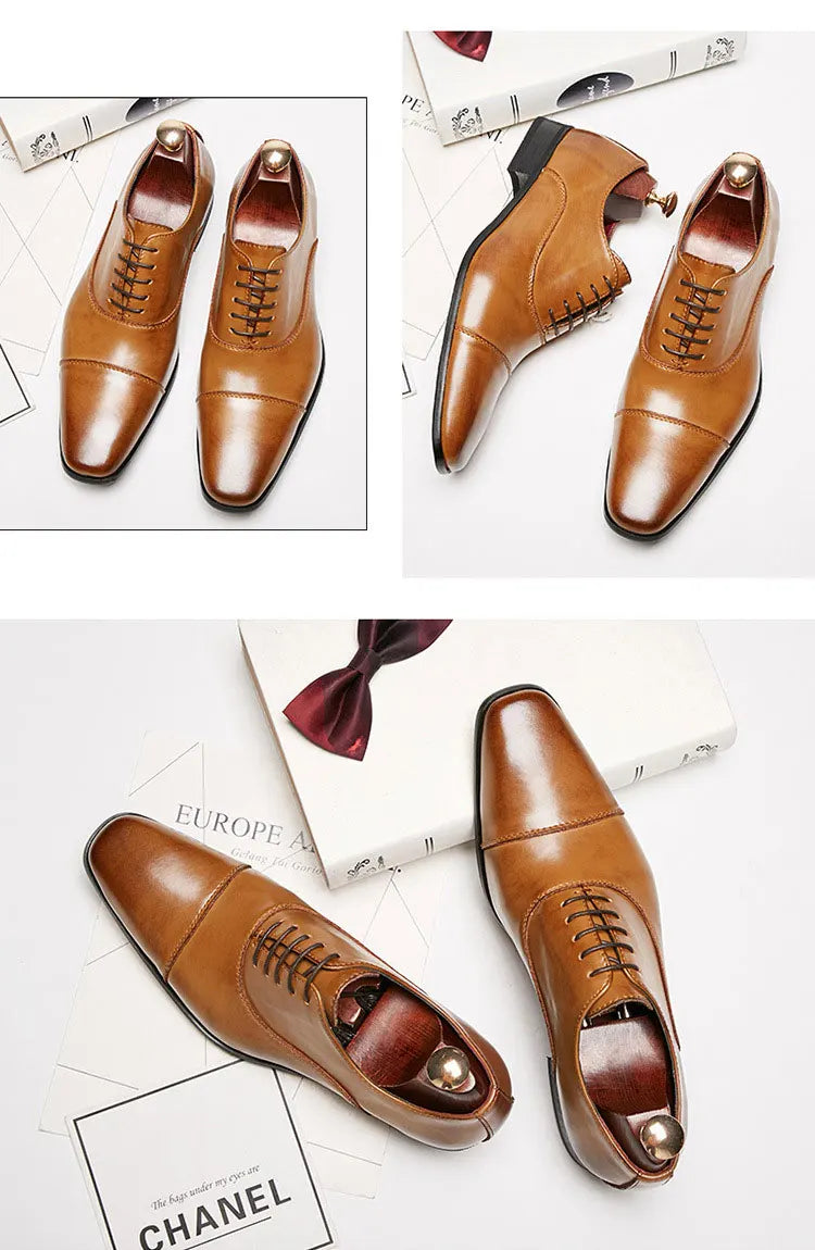 2024 Business New Fashion Men Dress Shoes Leather Men Wedding Oxford Shoes Lace-Up Office Suit Men's Casual Shoes Luxury Formal