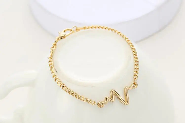 2018 New Fashion Simple Personality Bileklik Ecg Figure Lightning Bracelet Couple Heartbeat Frequency Bracelet Pulseras Mujer