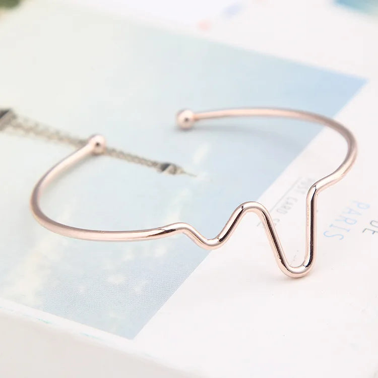 2018 New Fashion Simple Personality Bileklik Ecg Figure Lightning Bracelet Couple Heartbeat Frequency Bracelet Pulseras Mujer