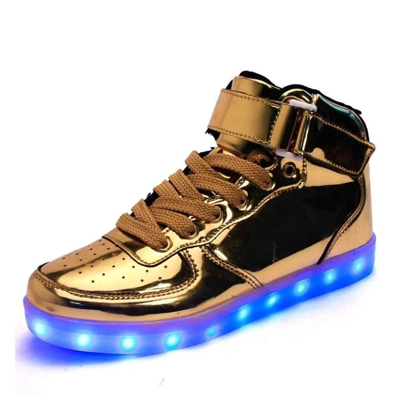 High quality Men LED shoes autumn winter glowing shoes for adults silver/gold fashion Lover casual shoes dropshipping