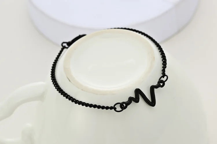 2018 New Fashion Simple Personality Bileklik Ecg Figure Lightning Bracelet Couple Heartbeat Frequency Bracelet Pulseras Mujer