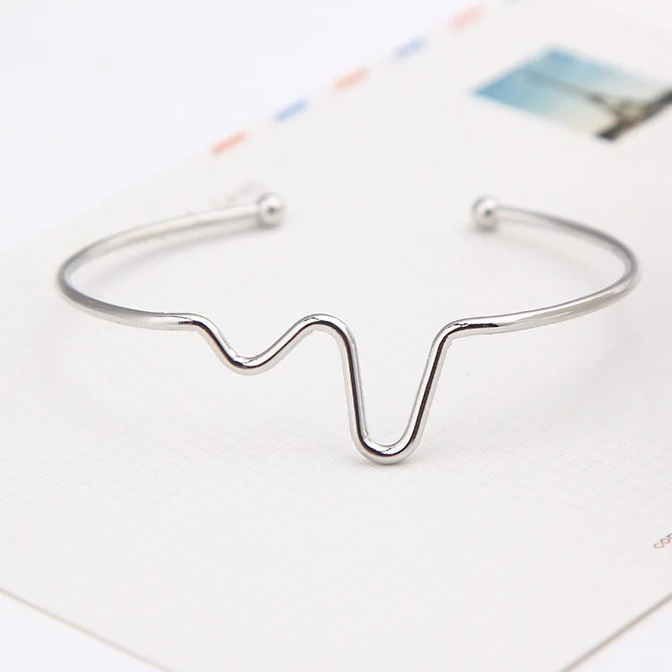 2018 New Fashion Simple Personality Bileklik Ecg Figure Lightning Bracelet Couple Heartbeat Frequency Bracelet Pulseras Mujer