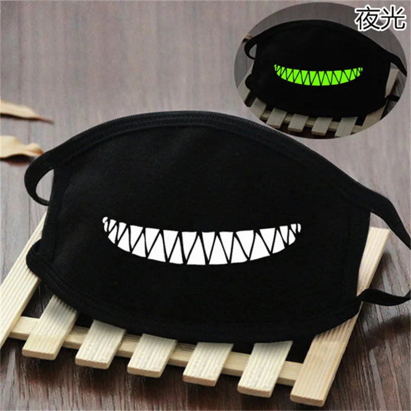 Luminous Funny Smile Expression Cotton Anti Dust Mouth Face Mask For Mouth Black Kpop Unisex Face Mouth Muffle Mask Fashion New