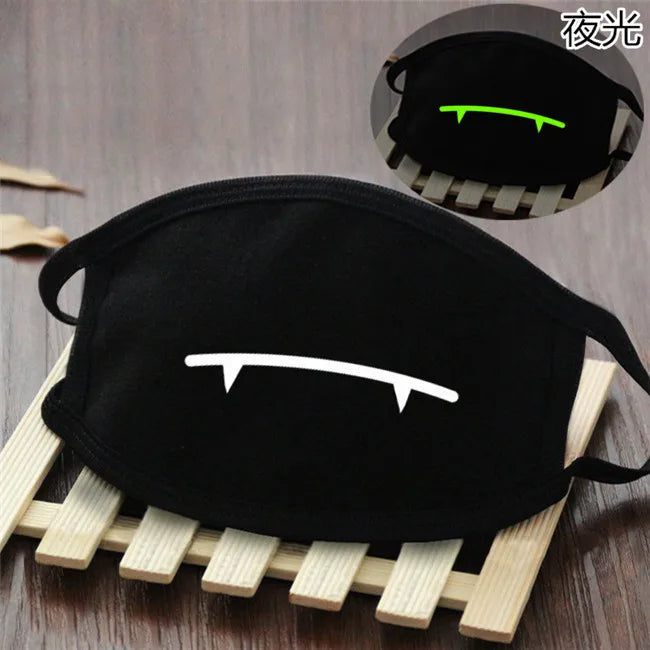 Luminous Funny Smile Expression Cotton Anti Dust Mouth Face Mask For Mouth Black Kpop Unisex Face Mouth Muffle Mask Fashion New