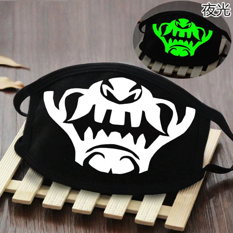 Luminous Funny Smile Expression Cotton Anti Dust Mouth Face Mask For Mouth Black Kpop Unisex Face Mouth Muffle Mask Fashion New