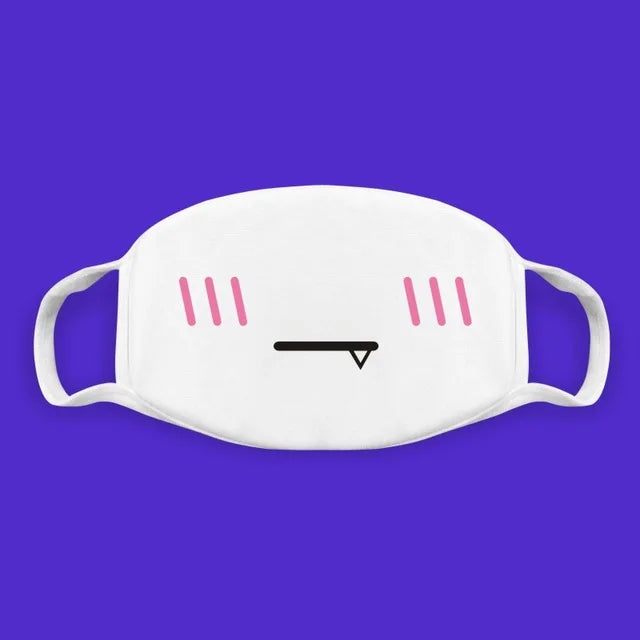 Super Cute Expression Smile Breathable Mouth Face Mask For Korean Black Kpop Unisex Kawaii Face Mouth Muffle Mask Cotton Anime