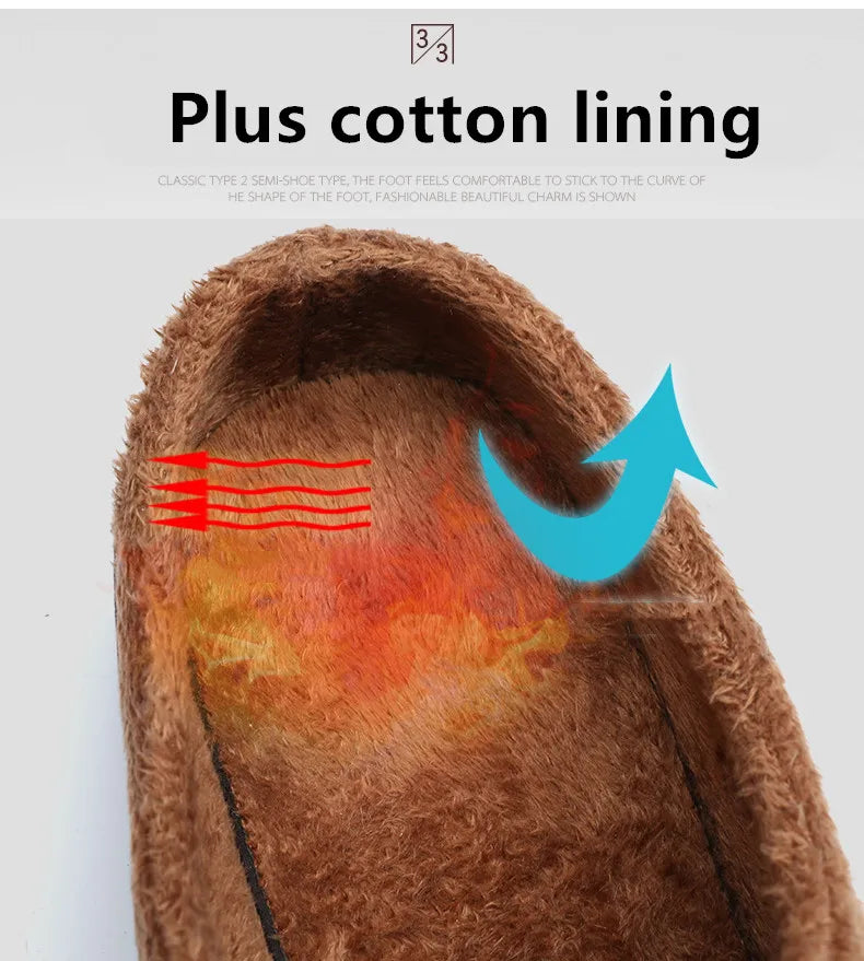 New Men Slippers Winter Bottom Soft Home Shoe Cotton Thick Slippers Indoor Slip-On Slides Comfortable Shoe Slippers Plus Size
