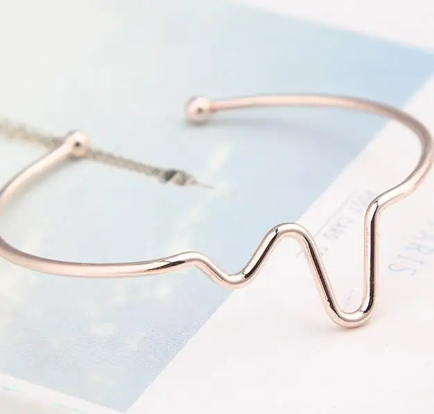 2018 New Fashion Simple Personality Bileklik Ecg Figure Lightning Bracelet Couple Heartbeat Frequency Bracelet Pulseras Mujer