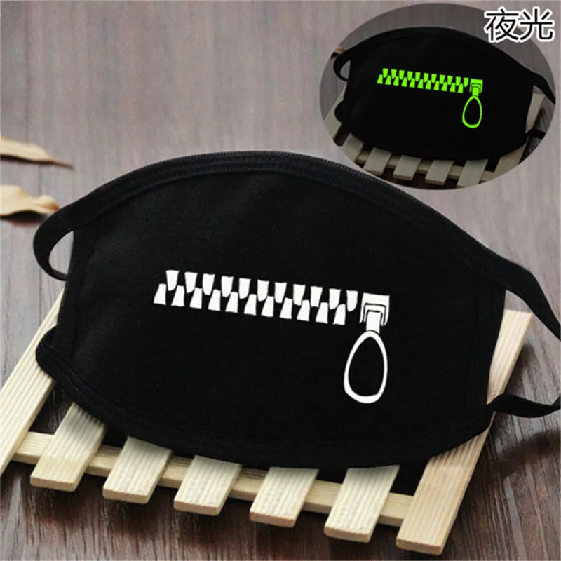 Luminous Funny Smile Expression Cotton Anti Dust Mouth Face Mask For Mouth Black Kpop Unisex Face Mouth Muffle Mask Fashion New