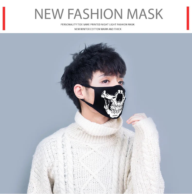 Luminous Funny Smile Expression Cotton Anti Dust Mouth Face Mask For Mouth Black Kpop Unisex Face Mouth Muffle Mask Fashion New