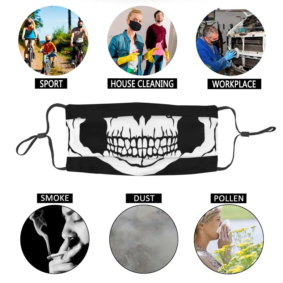 Protection's Mask Skull Funny Unisex Call of Duty World War Futuristic Shooter Game Washable Mask Protection Respirator Muffle