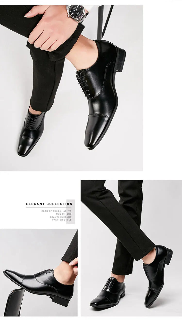 2024 Business New Fashion Men Dress Shoes Leather Men Wedding Oxford Shoes Lace-Up Office Suit Men's Casual Shoes Luxury Formal